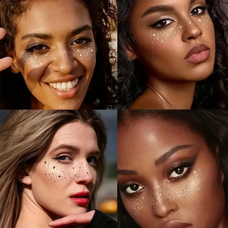 10 قطع يتوهج البريق المؤقتة الوشم بريق النمش الوجه الوشم ماكياج بريق البقع بقع للماء الوشم ملصق #6