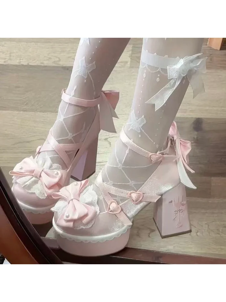

New Plus Size Tea Talk Story Original Lolita Sweet High Heels Single Shoes Cute Cosplay Show Cute Girl Shoes
