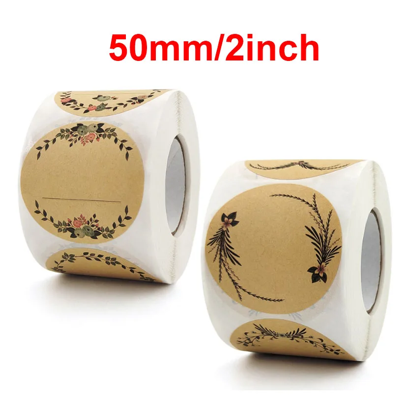 100/500PCS Vintage Kraft Paper Stickers Flowers Decoration Sealing Labels DIY Thank You For Supporting Small Business