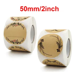 100/500PCS Vintage Kraft Paper Stickers Flowers Decoration Sealing Labels DIY Thank You For Supporting Small Business