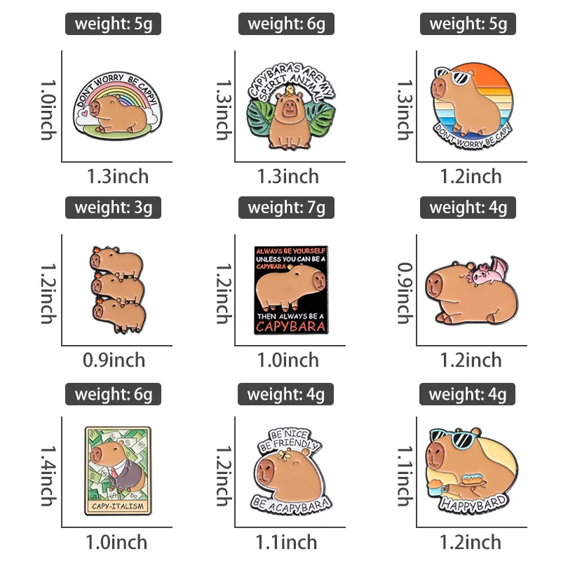 Capybara Hippo Enamel Pins Custom Cute Funny Hippopotamus Brooches Lapel Badges Cartoon Animal Jewelry Gift for Kids Friends