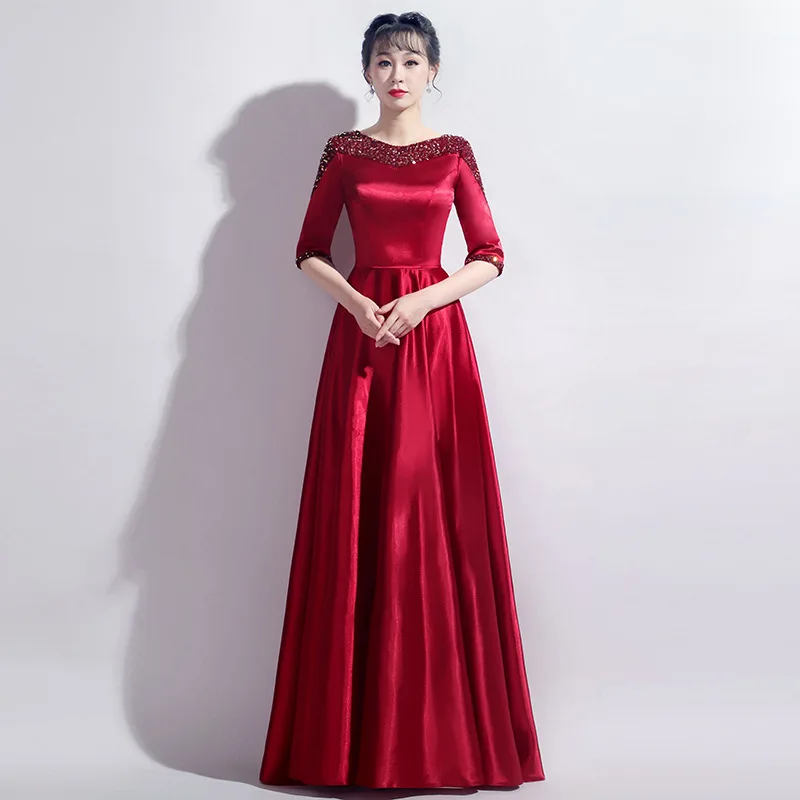 Strój chóralny damski długa suknia 2026 nowy kostium chóralny dla dorosłych w średnim i starszym wieku strój na występy