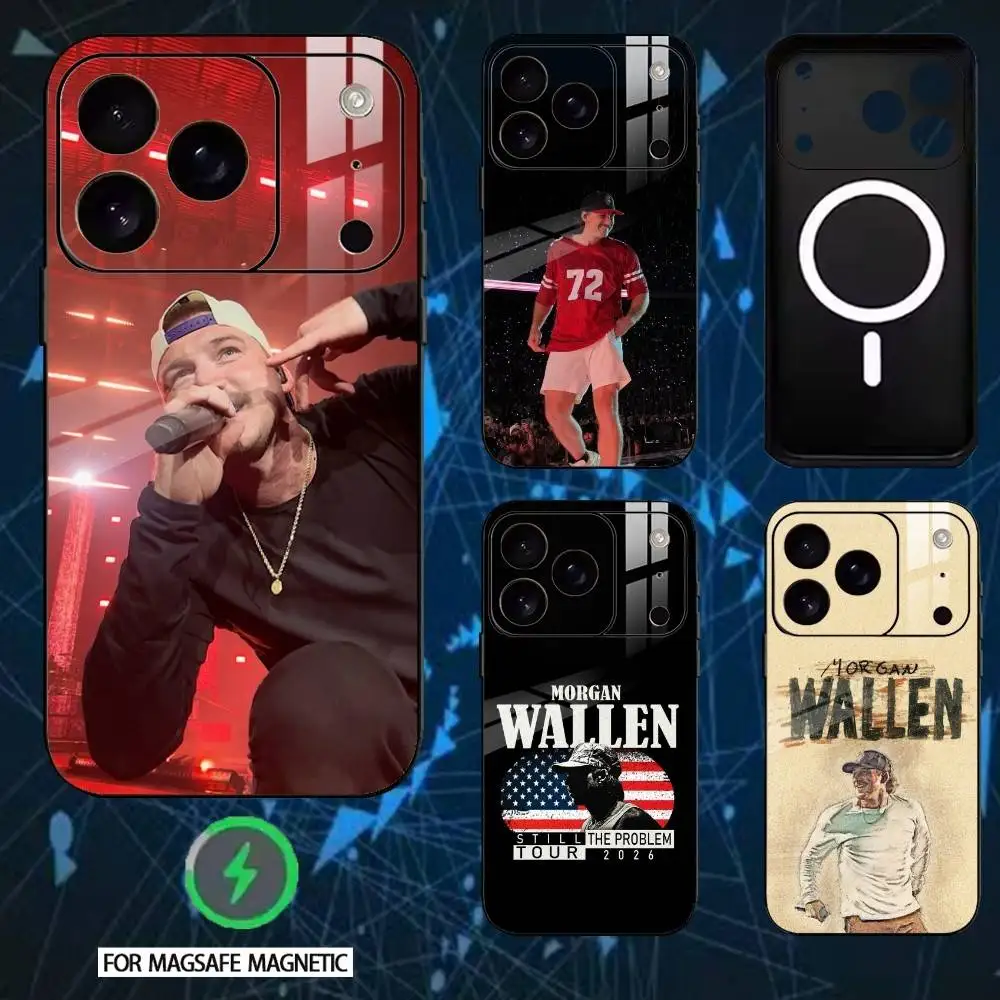 

M-Morgan Wallen S-Singer Phone Case For iPhone 17 16 15 14 13 12 Pro Max Plus for Mirror Wireless Magnetic Cover