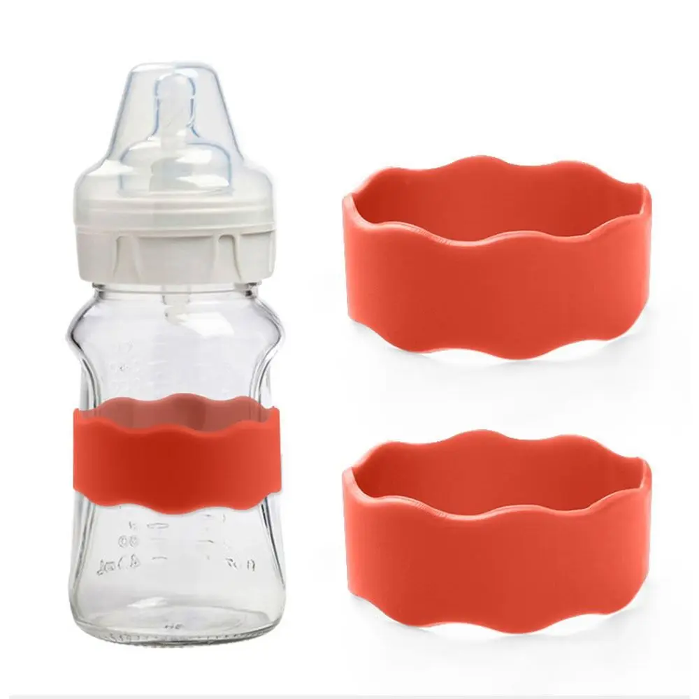 New Silicone Baby Bottle Anti-Slip Band Solid Color Reusable Baby Bottle Bands Water Proof Bottle Labels