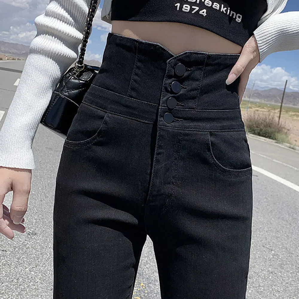 Skinny Pencil Jeans Four Buttons Vintage High Waist Women Slim Stretch Denim Pants Tight Trousers 2022 Women's Pants