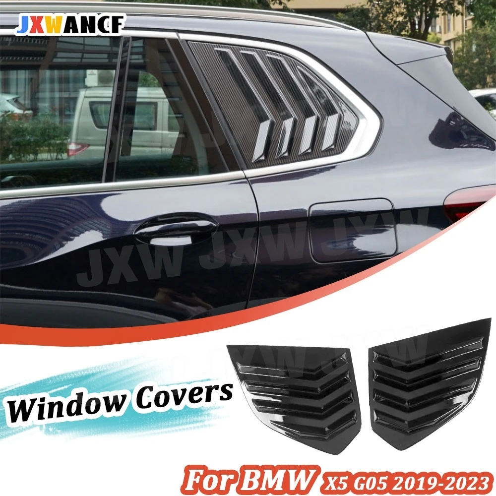 

JXWANCF Dry Carbon Fiber Car Rear Side Window ABS Gloss Black Rear Triangle Window Spoiler Louver Trim for BMW X5 G05 2019-2023