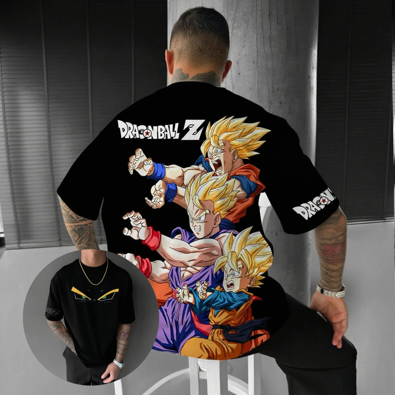 تي شيرت دراغون بول زد سوبر سايان للرجال والنساء تي شيرت برسومات الرسوم المتحركة تي شيرت صيفي ملابس غير رسمية بأكمام قصيرة ملابس Y2k كبيرة الحجم #1