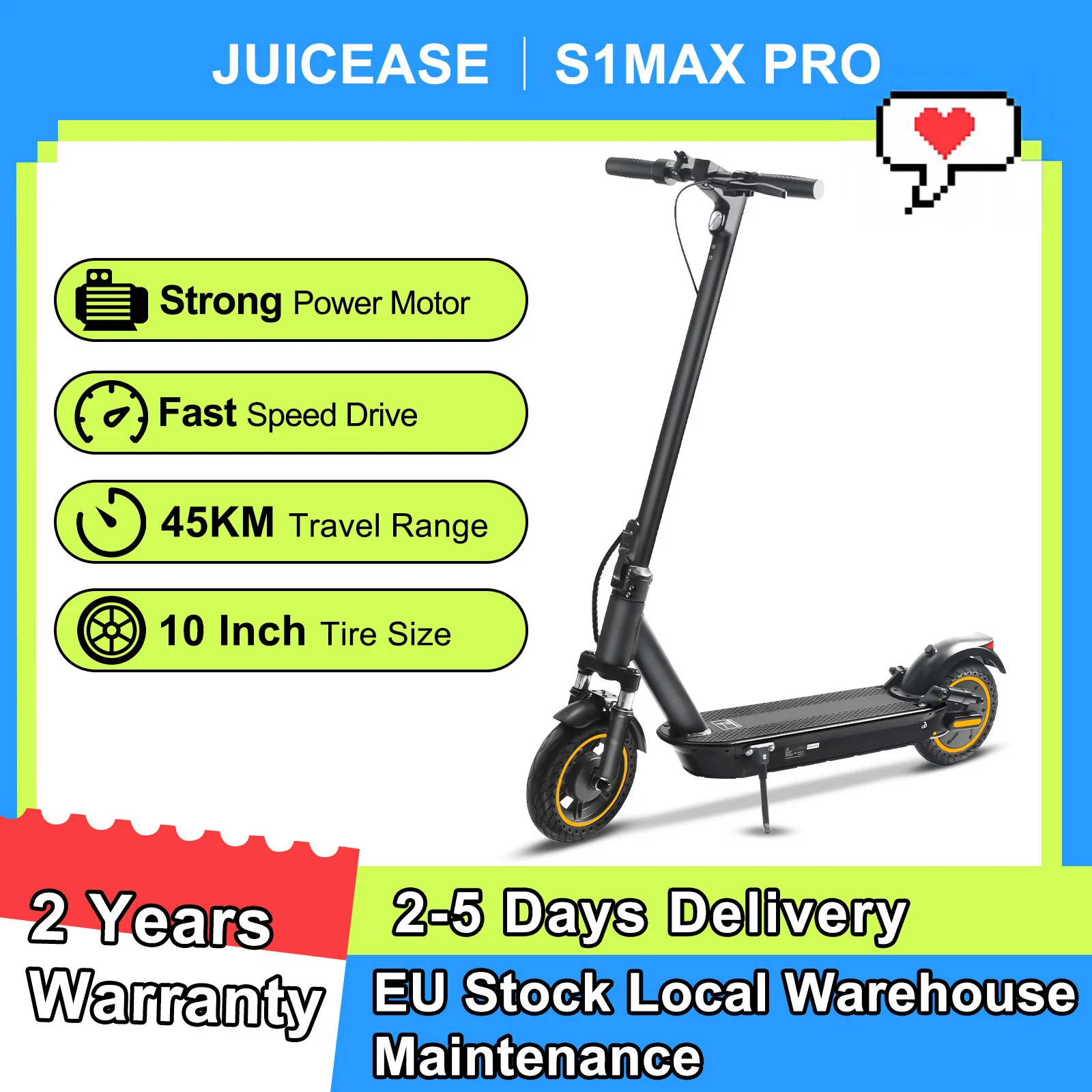 2026 NEUER JUICEASE S1MAX PRO Elektroroller 45KM Maximale Reichweite Schnelle Geschwindigkeit Hohe Motorleistung 42V14.5AH Faltbarer Elektroroller für Erwachsene