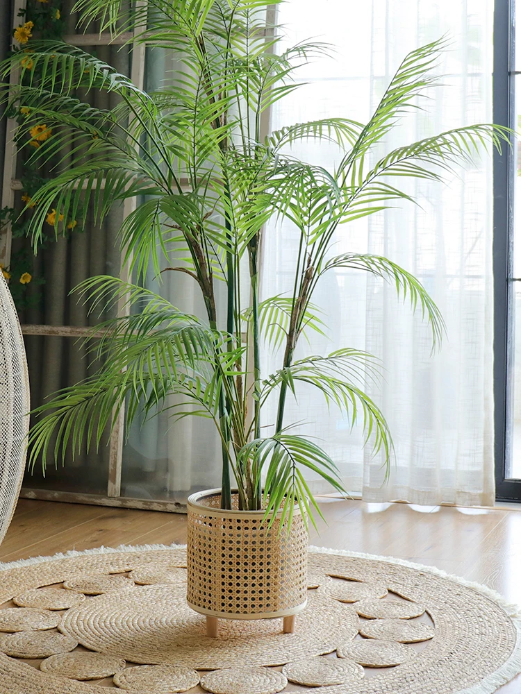 New Handwoven Willa Flower Basket Plant Pot Bamboo Greenery Stand Floor Decorative Balcony Garden Flower Rack Home Decoration view 4