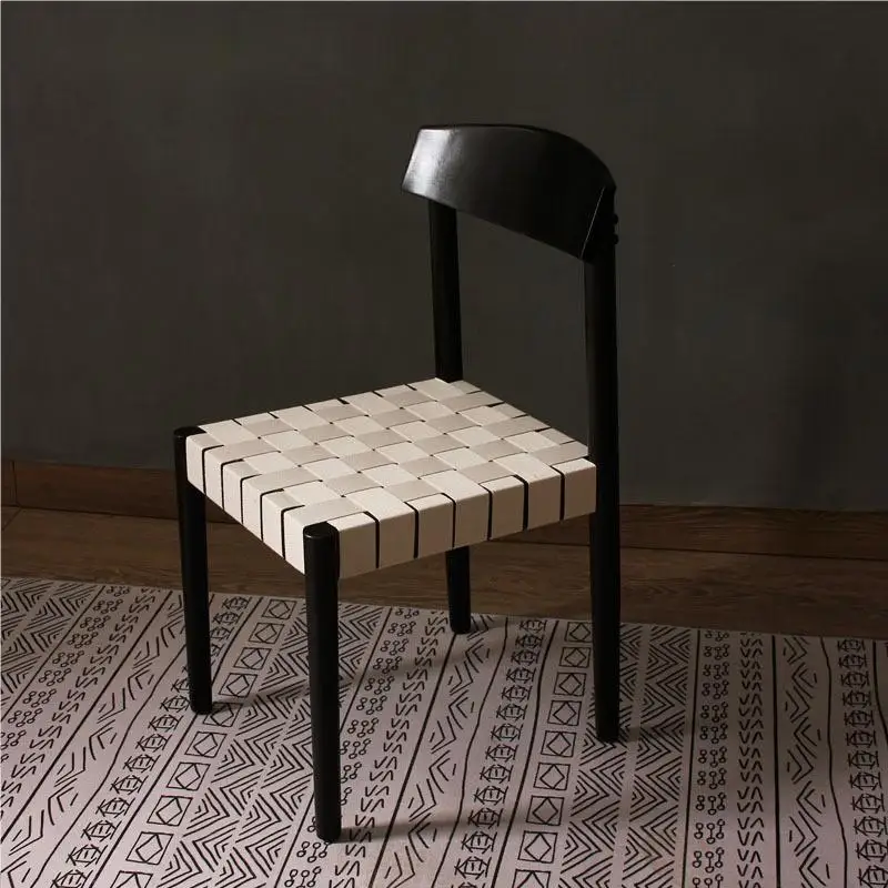 Nordic Japanese style solid wood strapping dining chairs, coffee chairs, casual modern minimalist backrest chairs,