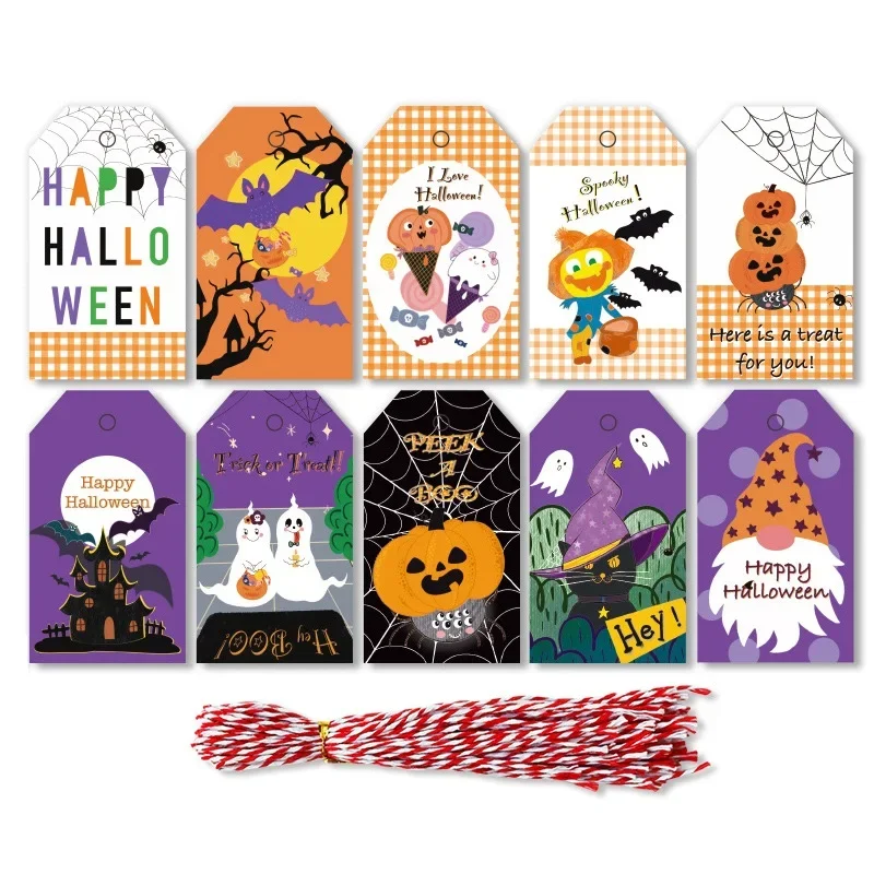 

50pcs Halloween Gift Tags Pumpkin Ghost Happy Halloween Paper Tag Card Labels Halloween Decorations for Home Party Supplies