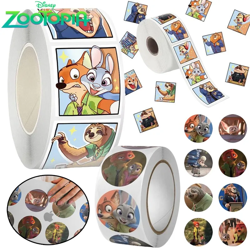 

500Pcs Disney Zootopia Gift Envelope Sealing Sticker Nick Skateboard Laptop Luggage Handbook Decorative DIY Graffiti Stickers