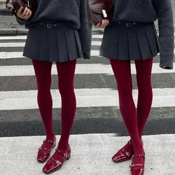 1/2Pcs Sexy Wine Red Stocking for Women Burgundy Thin Thick Super Elastic Sexy Tights Anti-Hooker Senior Pantyhose Long Stocking