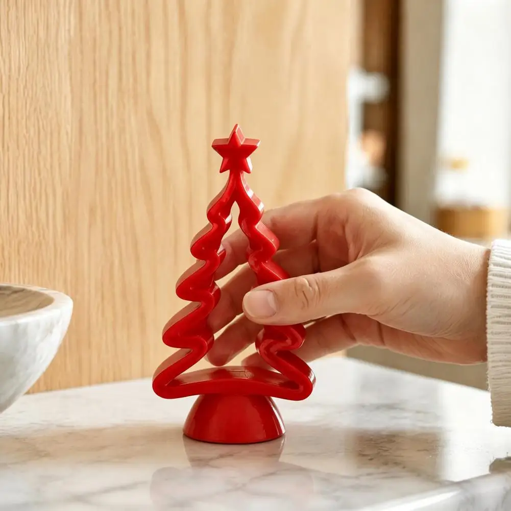 Modern Minimalist Christmas Gift Hollow Christmas Tree Statue 3d Printed Star Topper Ornament Modern Festive Centerpiece Holiday