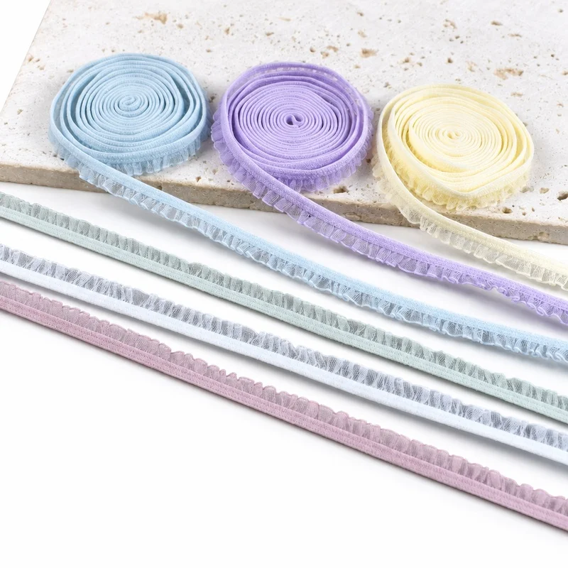 6mm 20/45Meters Pleated Elastic Bands Stretch Lace Ribbons Sewing Rubber Band for Underwear Straps Clothes DIY Bra Accessories