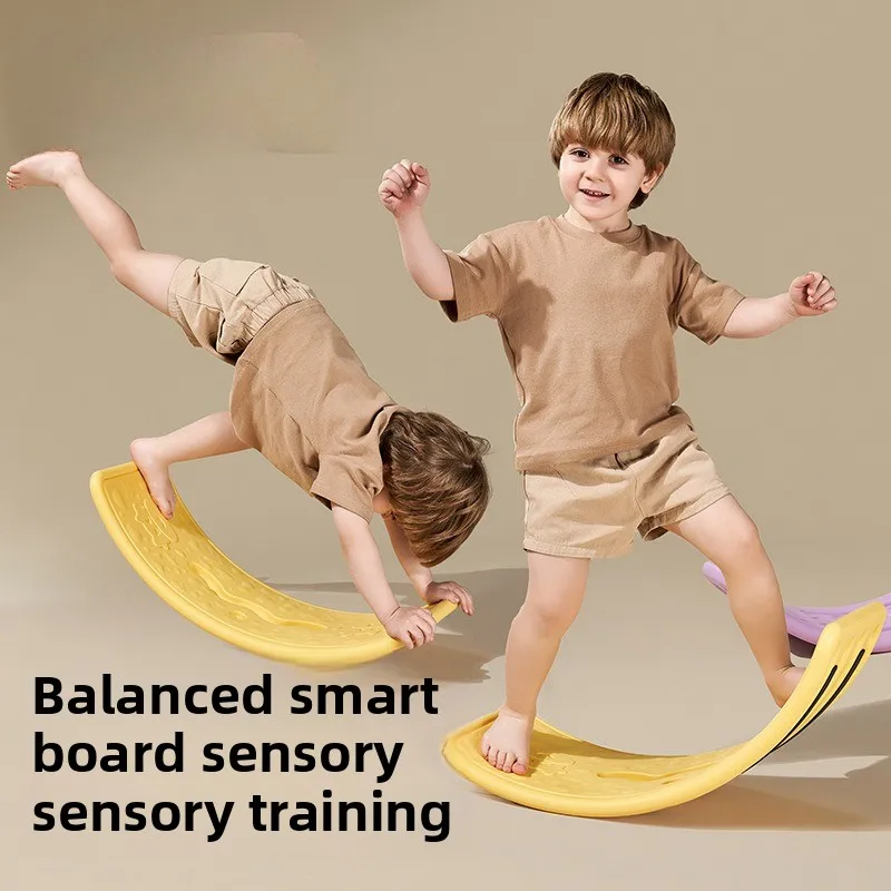 Indoor Balance Board for Kids,Non-Slip Curved Rocker Board with Textured Surface, Focus Training Toy for Sensory Development