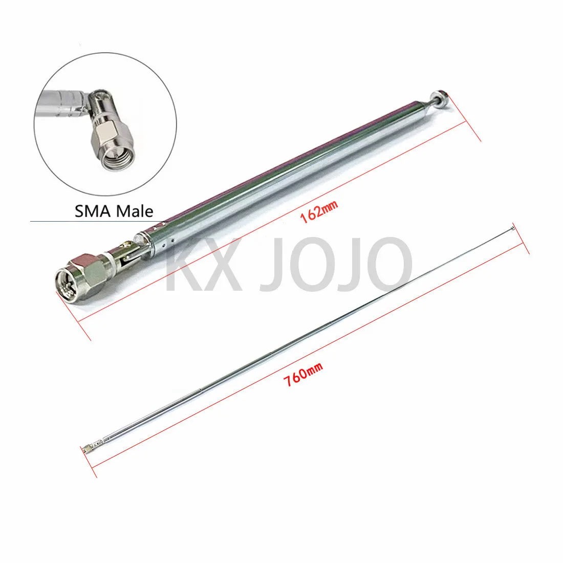 Telescopic Antenna 180 Degrees Rod SMA connector for Radio TV  Unstretched Length 162mm 7 Sections 1pc