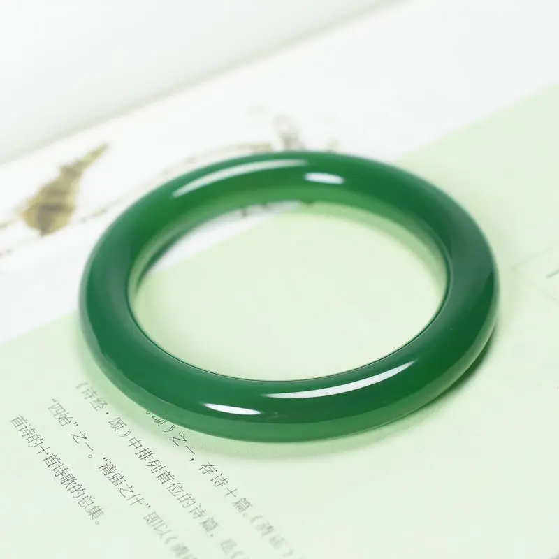 Ice green chalcedony bracelet female round strip beauty bracelet