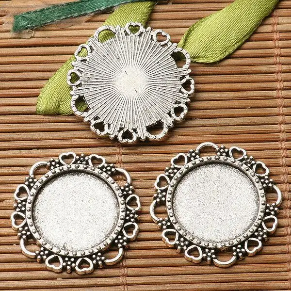 

8pcs dark silver color floral rim round cabochon setting in 16mm EF3270