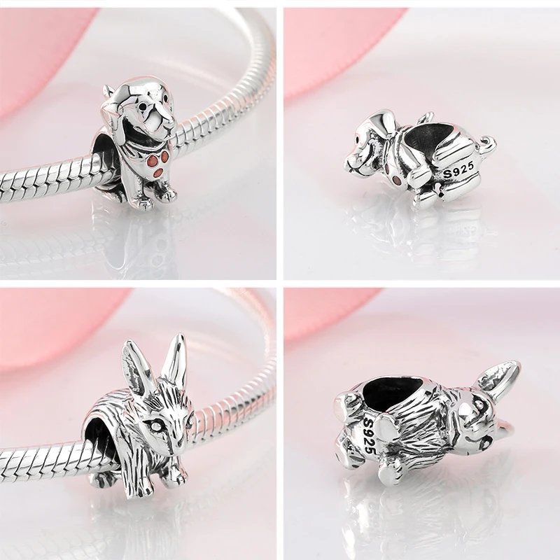 100% Authentic 925 Sterling Silver Pink Heart Crystal Clear Zircon Beads Fit Original European Charms Bracelet Jewelry Making