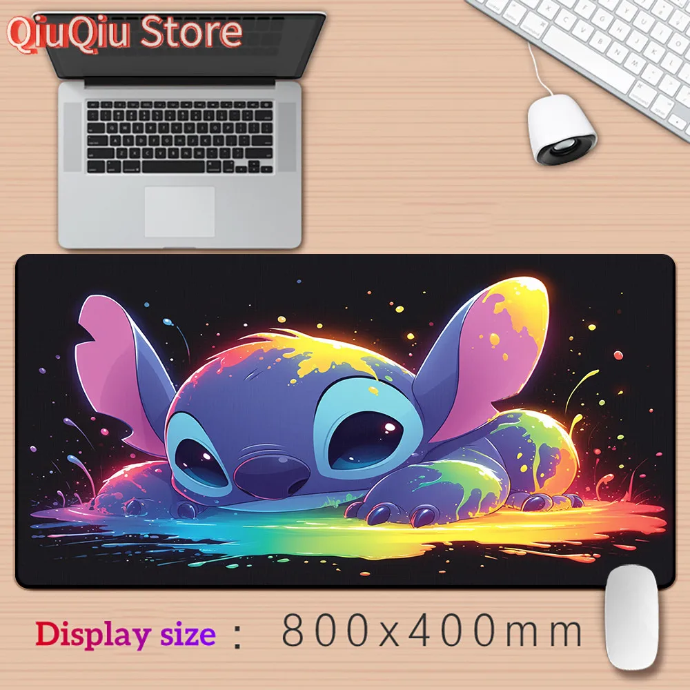 Lilo Stitch Cartoon HD Impressão Gaming Mousepad Borda de bloqueio de computador Borracha natural E-sports Tapete de mesa Grande Mouse Pad