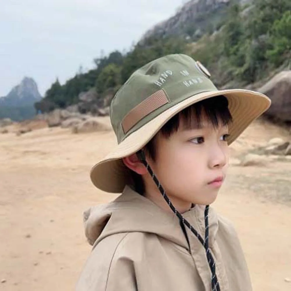 

Тонкая дышащая детская рыбацкая шляпа в корейском стиле с вышивкой букв, детская кепка-ведро с защитой от ультрафиолета, мягкая быстросохнущая шляпа от солнца для девочек