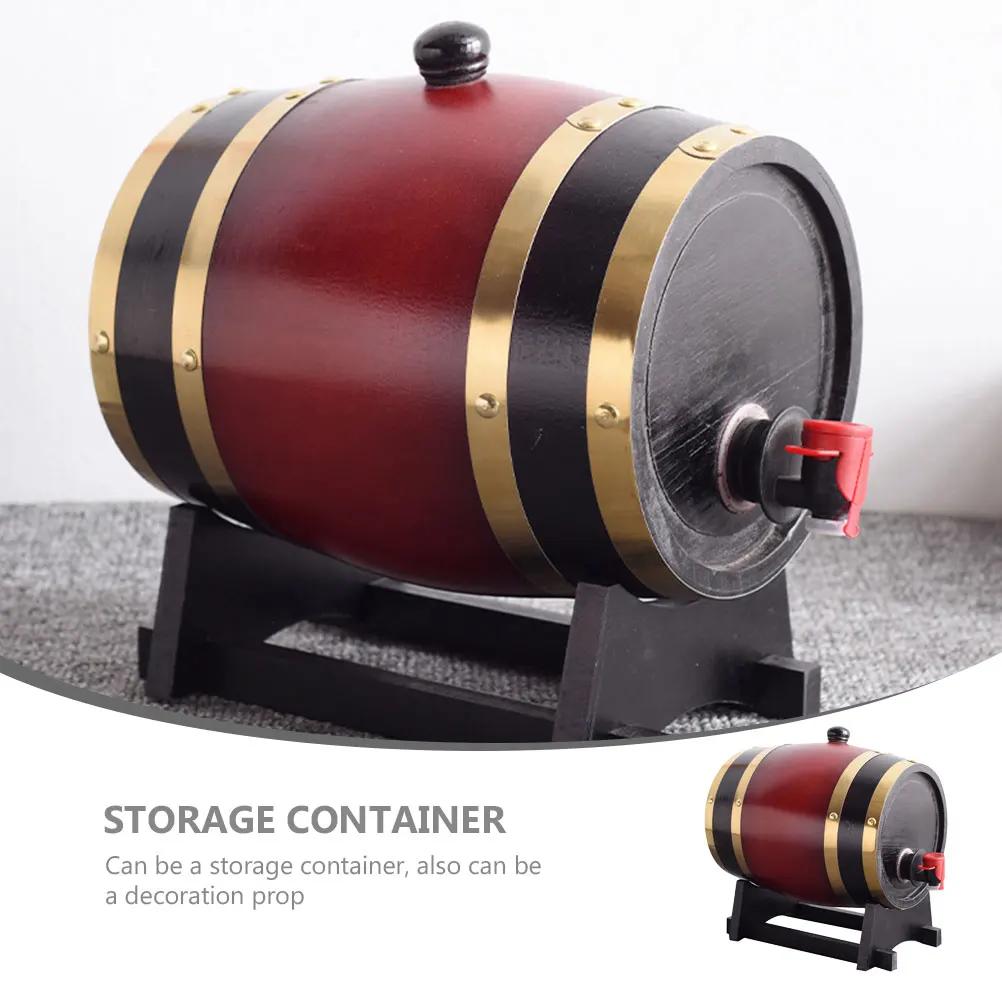 

1.5L Retro Oak Wood Barrel Horizontal Solid Wood Beer Barrel for Bar Restaurant Practical Bucket Faucet Curved Base Design