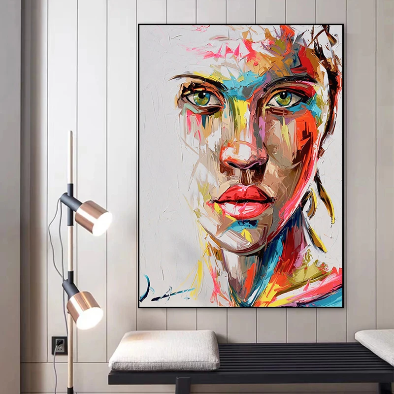 

Abstract Women Portrait Oil Paintings on Canvas Wall Art Posters and Prints Cuadros Pictures for Girls Room Decoration Gift