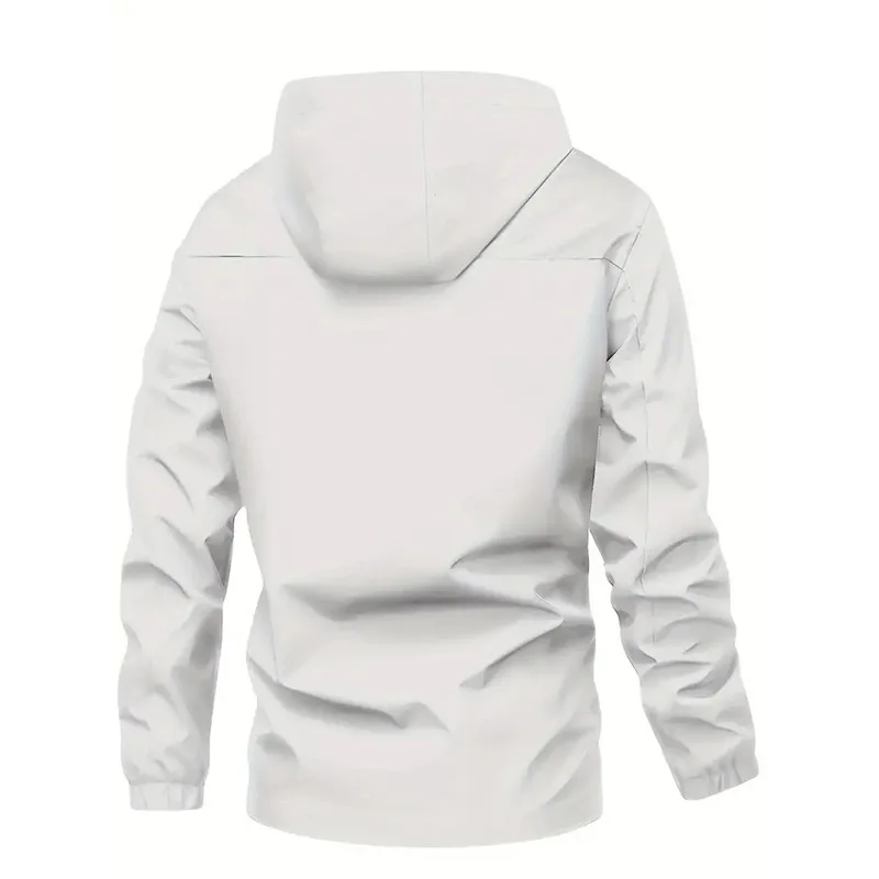 Men's Casual Hooded Jacket Trendy Outerwear Spring Autumn 2025 Waterproof Windbreaker Outdoor