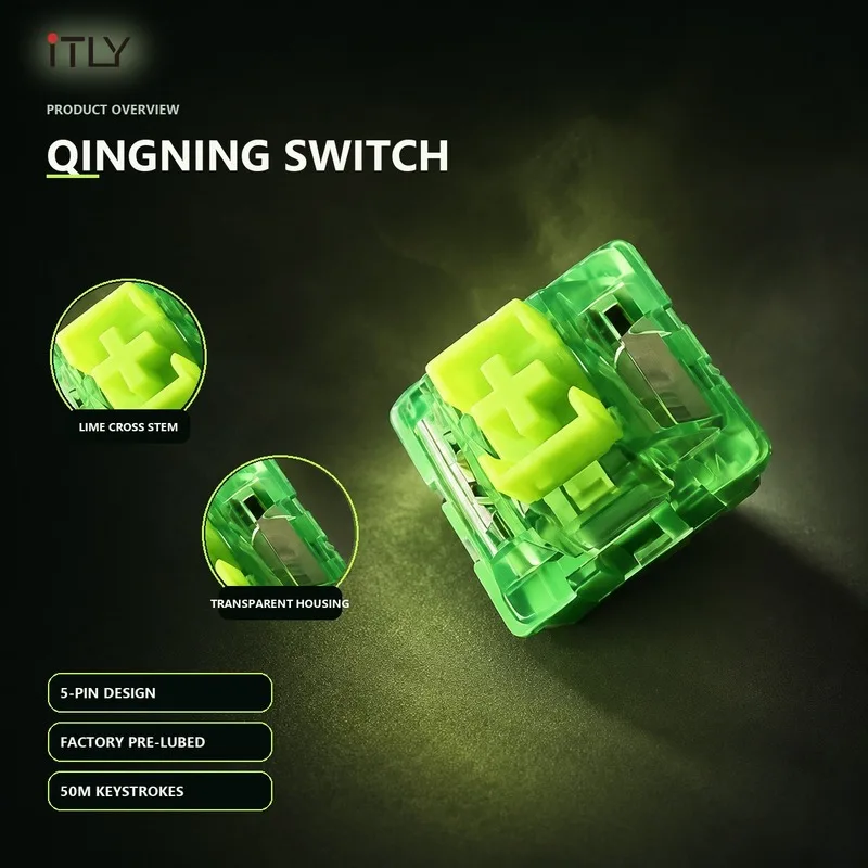 Qingning Switch 5 Pin Silent Linear Switch for Mechanical Keyboard Custom Keyboard Mod DIY Replacement Parts Smooth Feeling