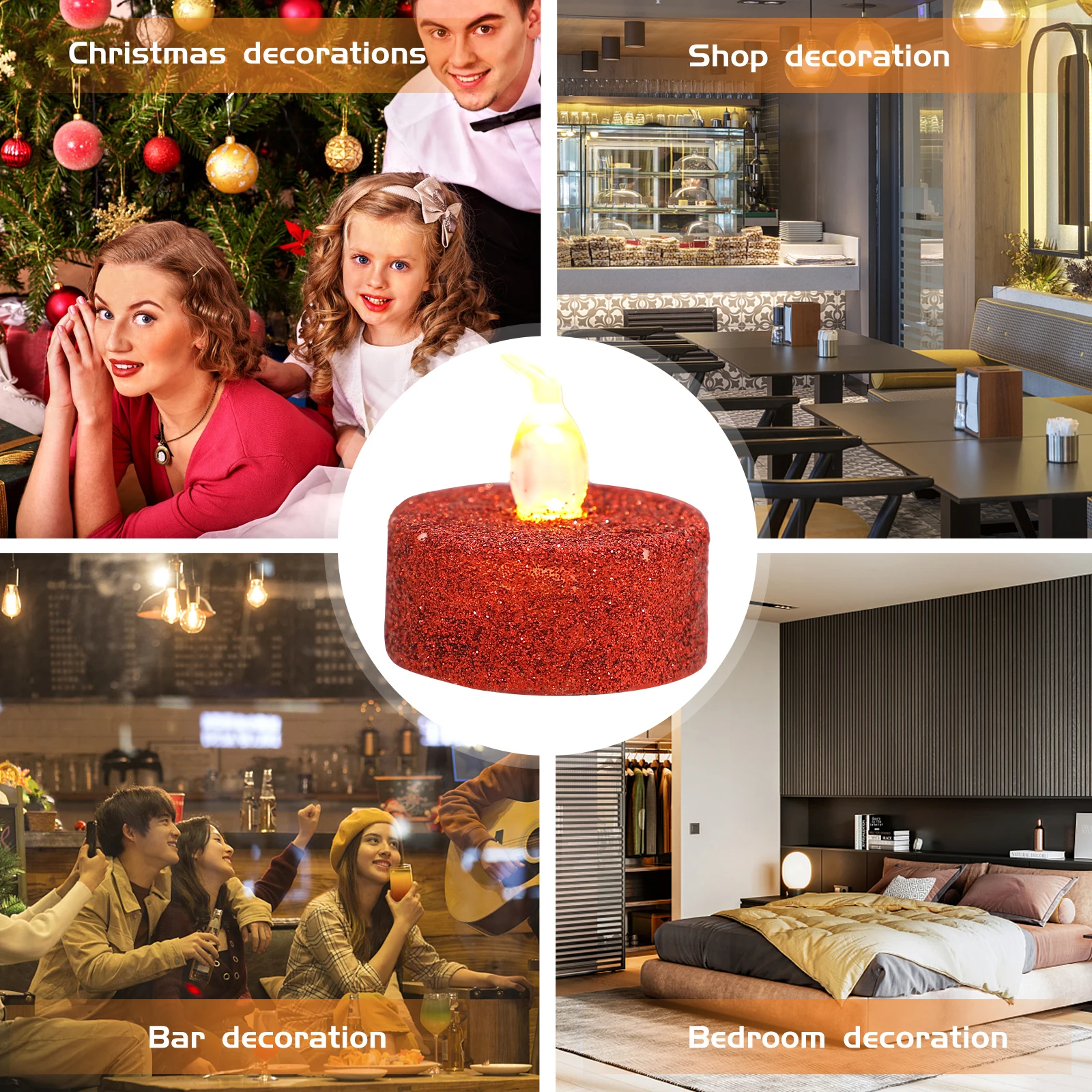 

12Pcs Led Candle Light Glitter Battery Powered Flameless Candles Light For Wedding Party Decorative Candle Lights