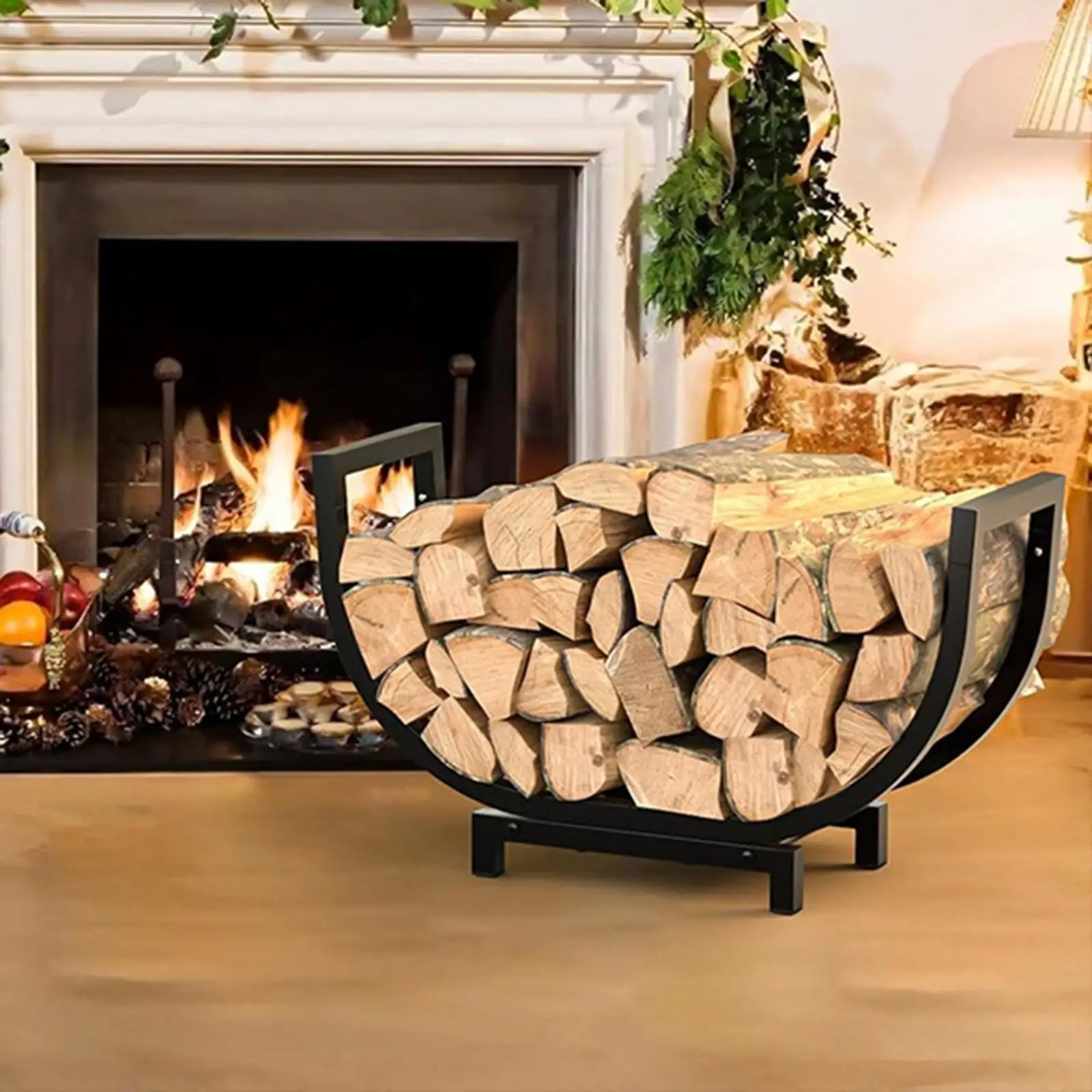 Fireplace Burning Rack Wood Log Burning Rack Holder,Storage Rack,Firewood Log Burning Rack,for Deck,Indoor,Outdoor,Backyards