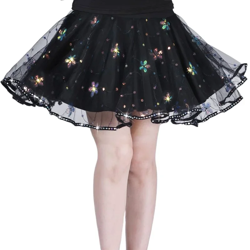 Latin Dance Skirt Adult New Practice Clothes Dance Skirt Professional Performance Clothing Jitba Three-step Skirt