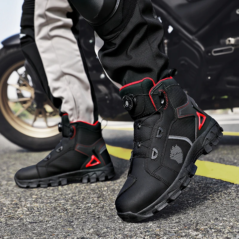 Professional Men's Motorcycle Boots Off-Road Racing Shoes Street Motorcycle Equipment Ultra-Fine Fiber Leather Boat view 4