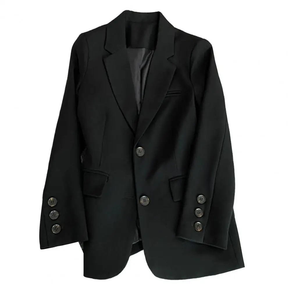 Mulheres Blazer Formal Sólida Manga Longa Anti-rugas Lapela Trajeto Cardigan Negócio OL Estilo Senhoras Terno Casaco Roupas Femininas