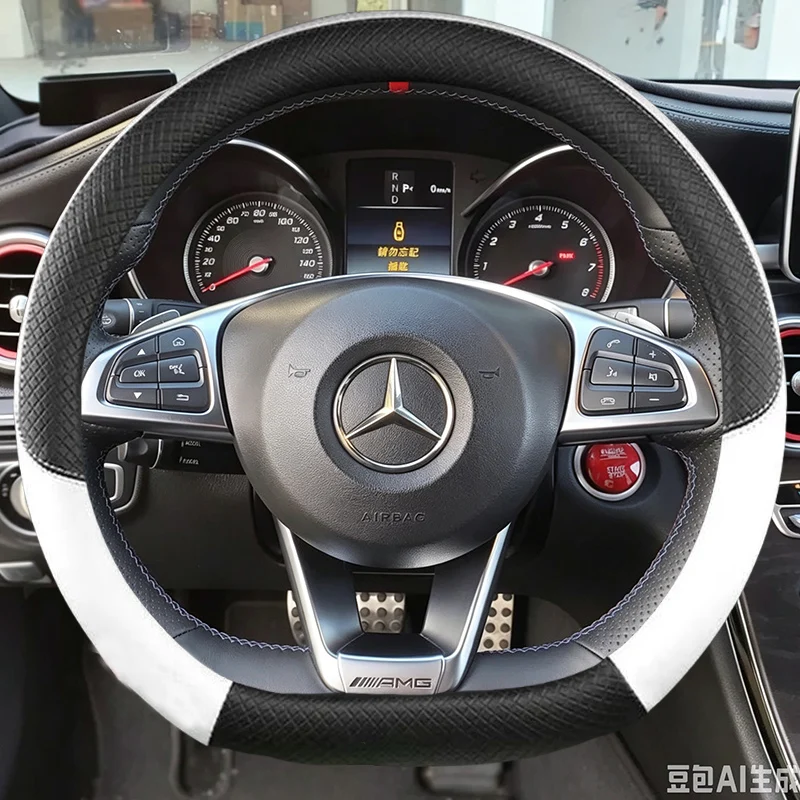For Mercedes-Benz A 45 AMG C 43 63 Car Steering Wheel Cover  CLA 45 CLS 63 AMG E 43 63 2015-2018