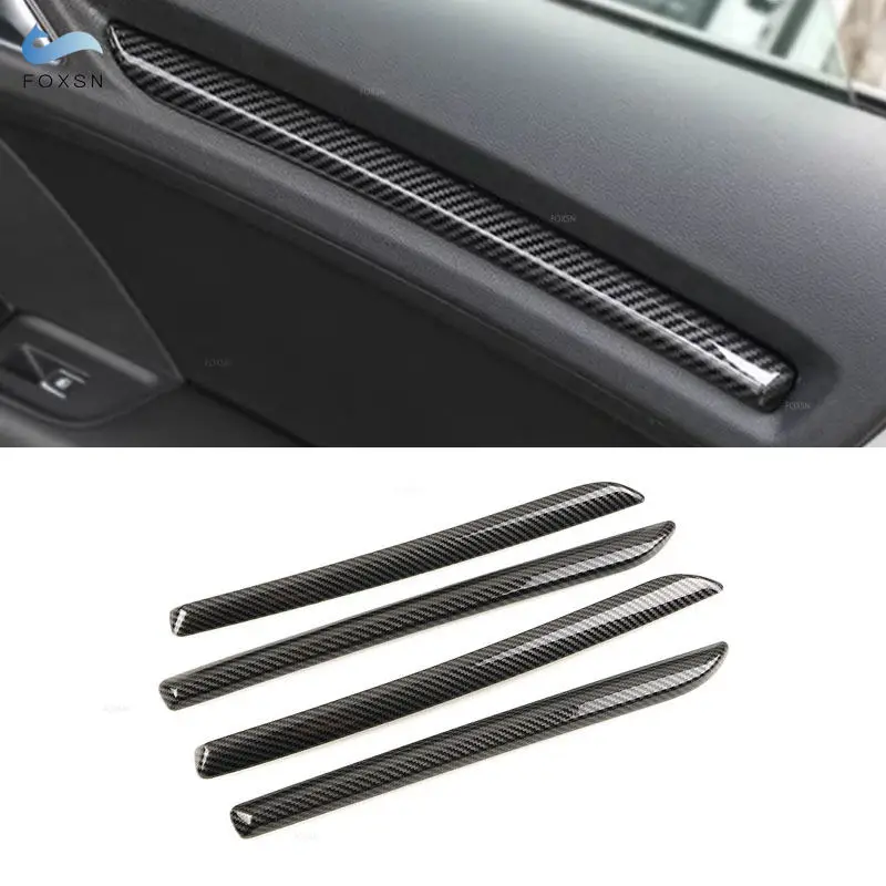 For Audi A3 8V 2014 2015 2016 2017 2018 S3 2017 ABS Carbon Fiber Texture Car-styling Inner Door Window Panel Strip Cover Trim
