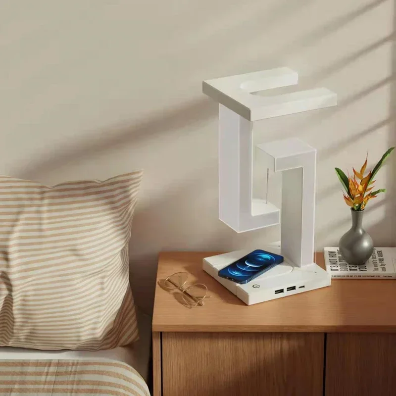 Novelty floating lamp with 4W  detachable wireless charger decorative light for bedroom/office