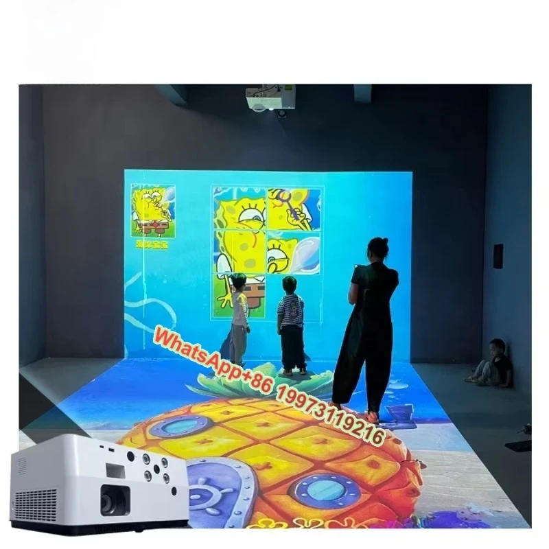 

Indoor Digital Graffiti Amusement Interactive L shape shooter Projector Wall/Floor Interactive Projection Video Games for Kids