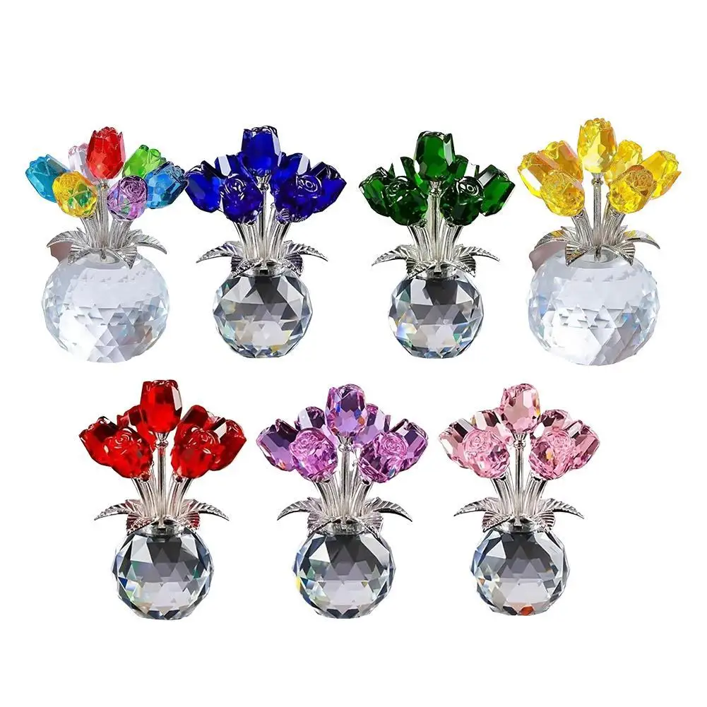 Crystal Roses Colourful Rose Bouquet Qixi Valentine's Day Gifts Living Room Home Decorations Handicraft Decorations
