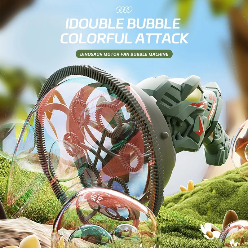 

Электрический пистолет для мыльных пузырей 2-в-1 в виде динозавра, большой, для детей, для игр на улице, интерактивные игры для мальчиков и девочек.