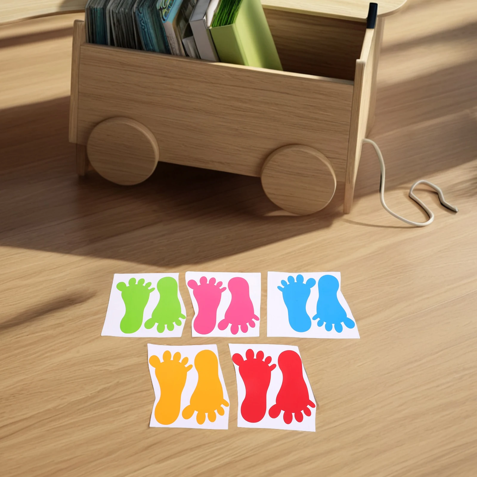 

10 Pairs Floor Footprint Stickers Self Adhesive Classroom Nursery Waterproof Red Dark Yellow Blue Pink Each