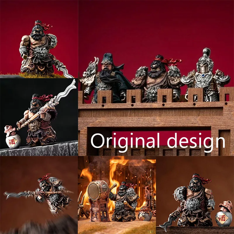 Figura de Zhang Fei de diseño original, estatua de guerrero de Romance de los Tres Reinos con lanza de serpiente de ocho pies, decoración de escritorio, regalos.