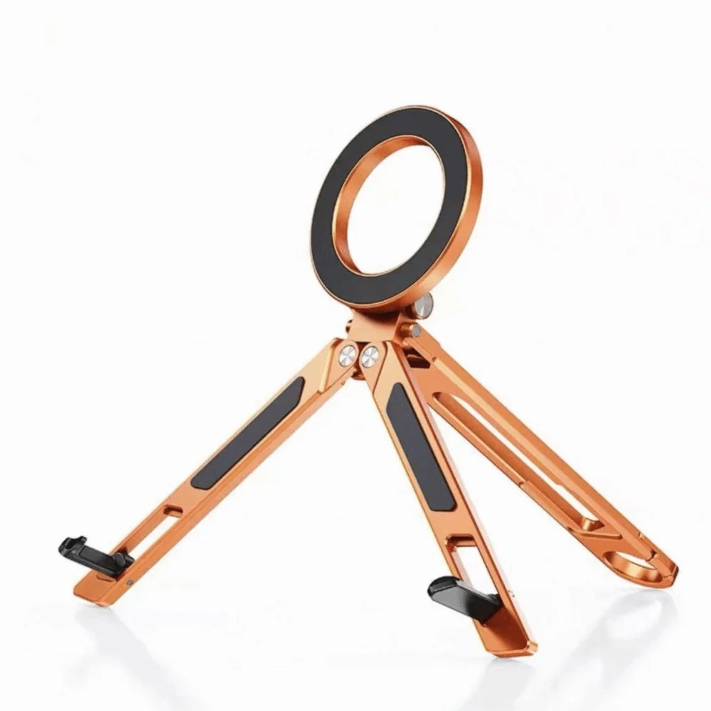 Portable Magnetic Tripod Magnetic Adsorption Foldable Mobile Phone Stand 2 in 1 Carabiner-Mounted Selfie Stick Handheld