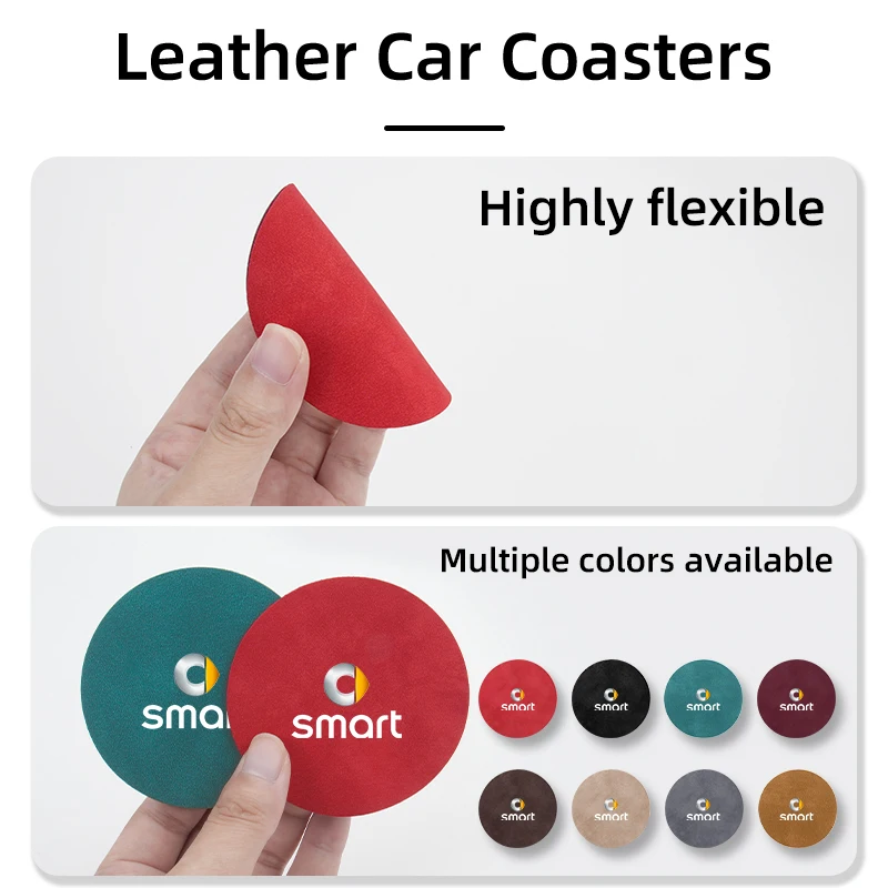 2Pcs Car Mounted Sheepskin Water Cup Pad Anti-skid Slot Pad For Smart Fortwo 451 450 453 Forfour EQ Cabrio Crossblade ROADSTER