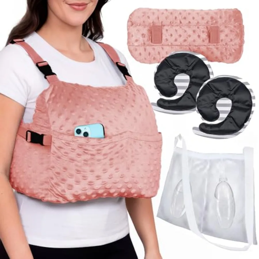 

Post Mastectomy Pillow with Strap, Gel Pack and Seat Belt Cover, Hands-Free Wear, Hot/Cold Comfort and Cushion with Added Secur