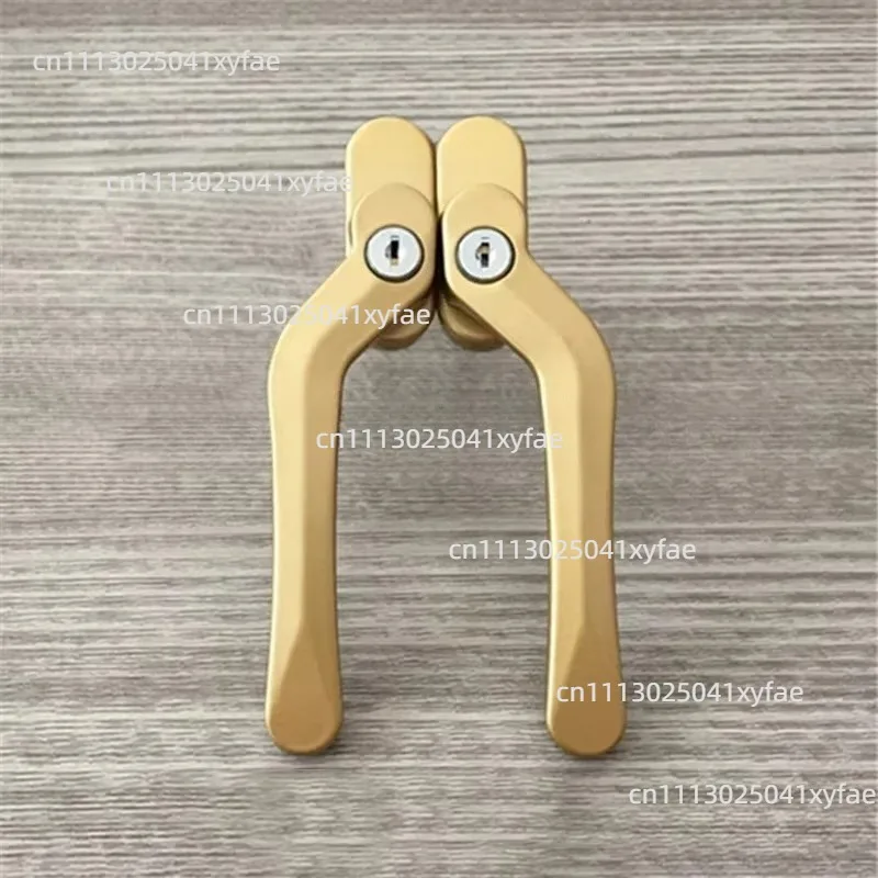 Diamond Mesh Casement Window Spare Lock, Aluminum Alloy Square Shaft Pull Handle with Curved Key Accessories