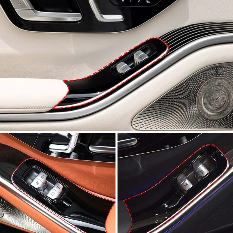 

Для Mercedes-Benz S-Class W223 2021-2024 ABS углеродное волокно автомобильное стекло кнопка подъема рамка декоративная наклейка автомобильные аксессуары