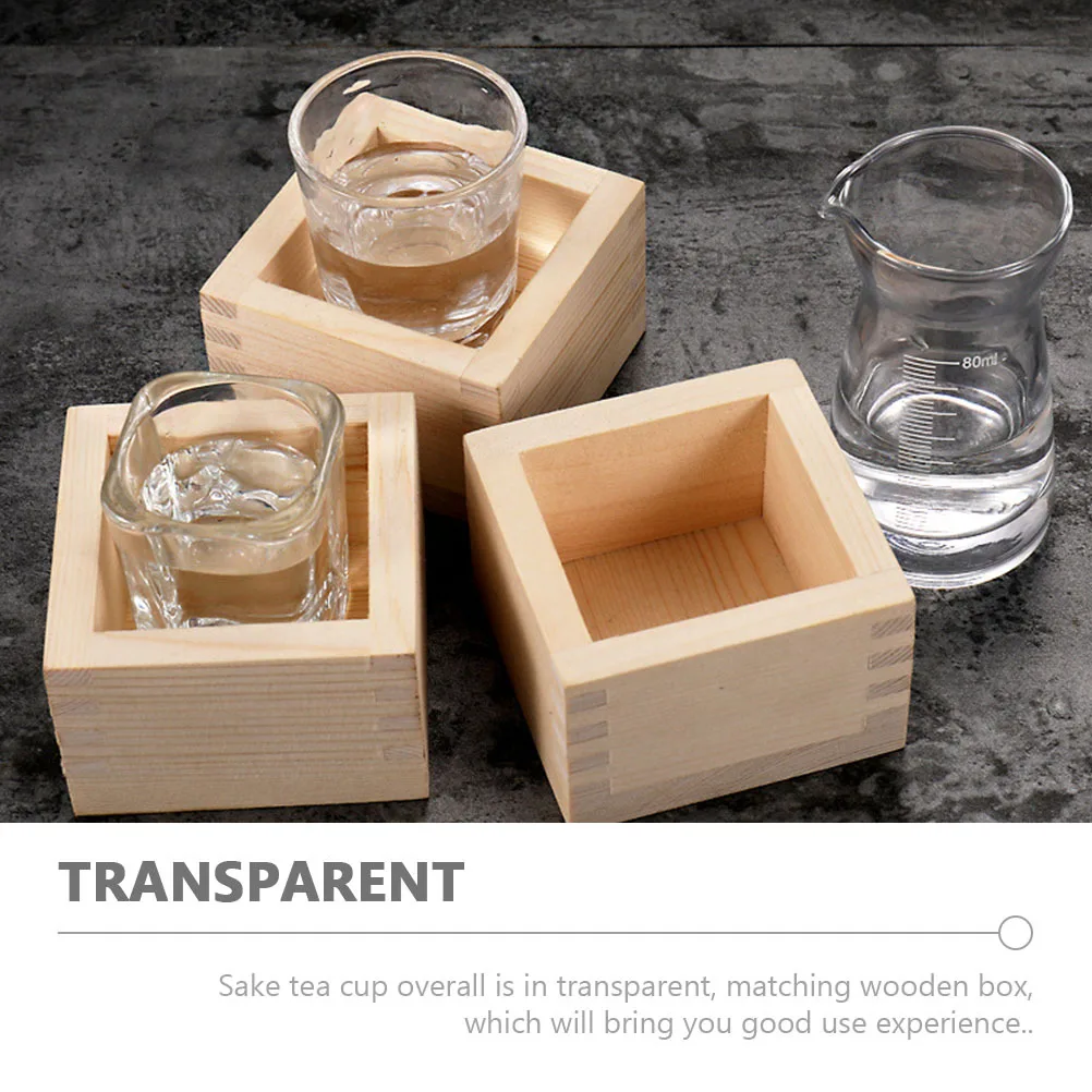 

1Set Glass Sake Cup Kit Japanese Style Transparent Saki Cups Microwave Safe Tea Coffee Mug Household Serving Set with