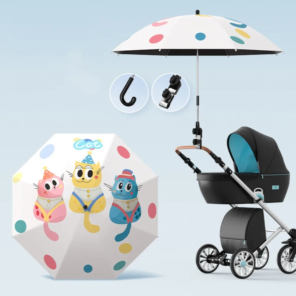 

Adjustable Baby Stroller Umbrella UV Protection 360 Degree Stroller Sunshade Rainproof with Clamp Infant Stroller Cover